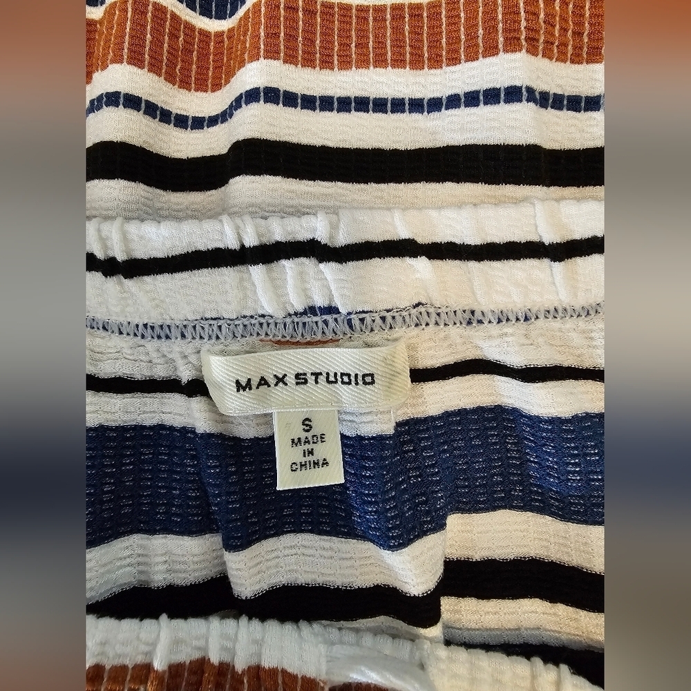 Max Studio Boho Navy and White Striped Maxi Skirt - Picture 6 of 8